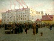 johan krouthen stoa torget oil painting